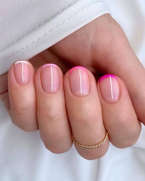 Delightful Nail For Women Short Pink And White Designs