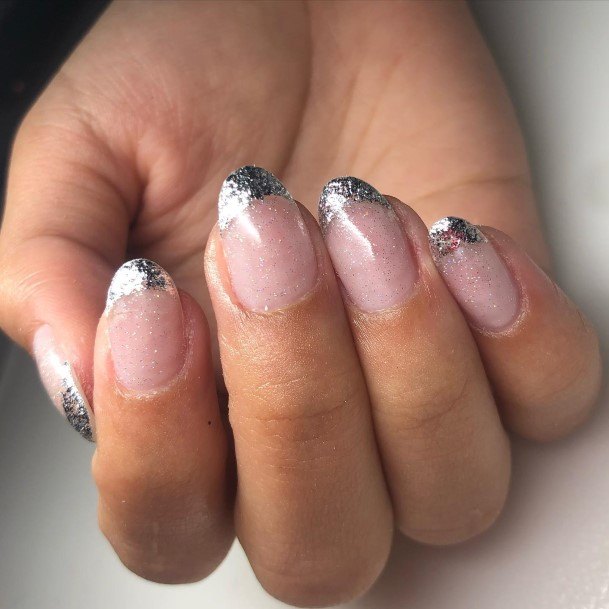 Delightful Nail For Women Silver French Tip Designs