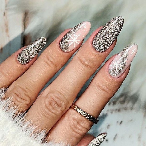 Delightful Nail For Women Silver Ombre Designs