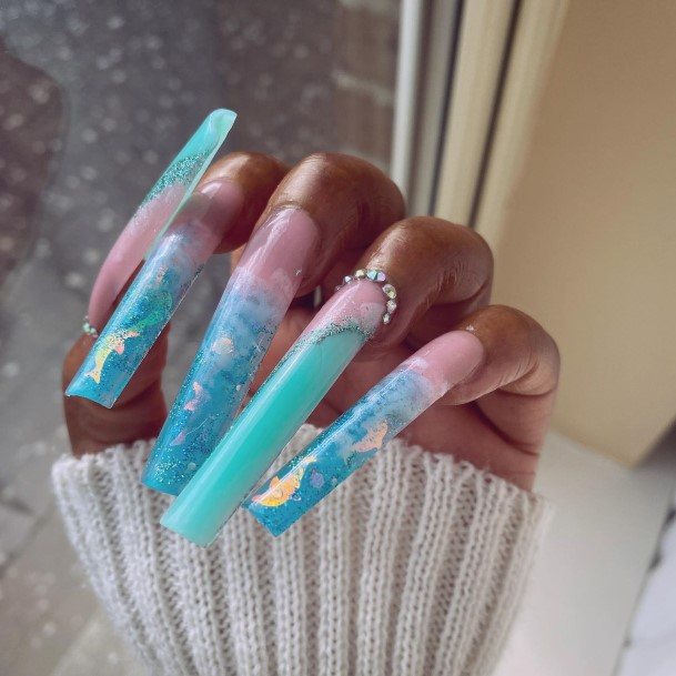 Delightful Nail For Women Turquoise Ombre Designs