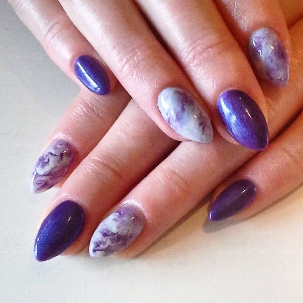 Delightful Nail For Women White And Purple Designs