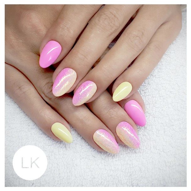 Delightful Nail For Women Yellow And Pink Designs