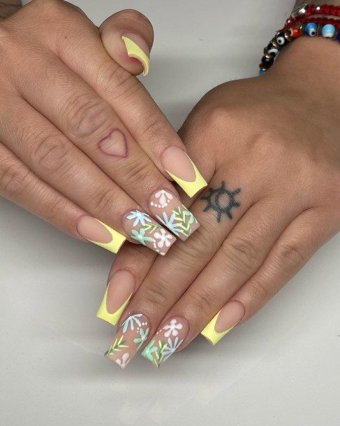 Delightful Nail For Women Yellow French Tip Designs