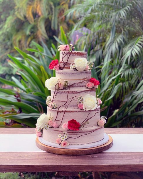 Delightful Pink Rustic Wedding Cake