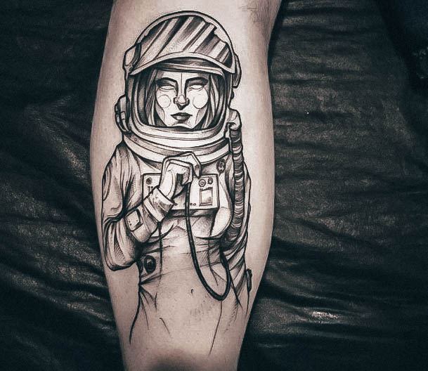 Delightful Tattoo For Women Astronaut Designs