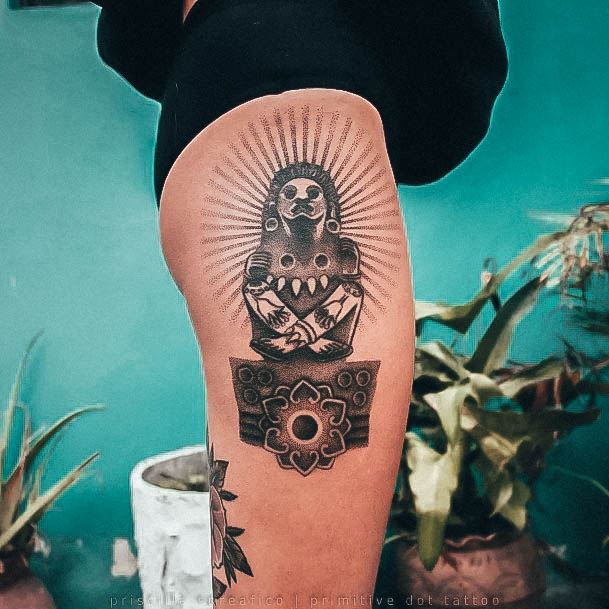 Delightful Tattoo For Women Aztec Designs Thigh