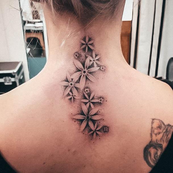 Delightful Tattoo For Women Back Of Neck Designs