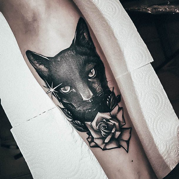 Delightful Tattoo For Women Black Cat Designs