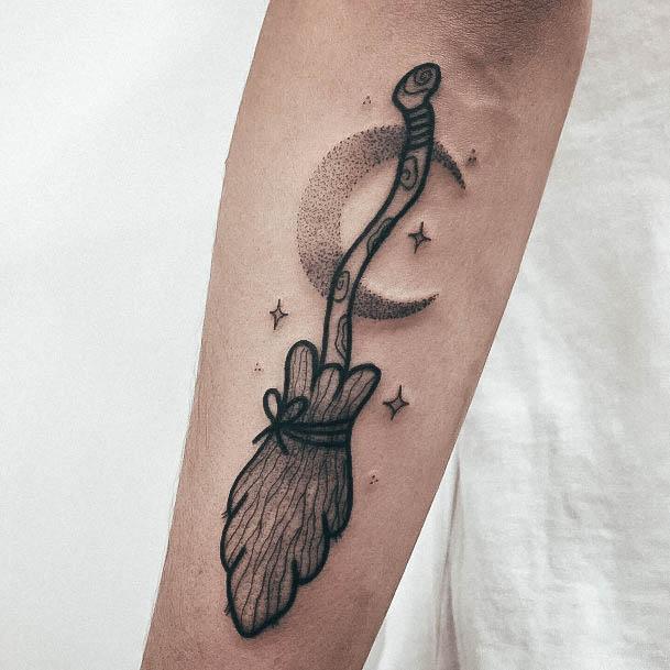 Delightful Tattoo For Women Broom Designs