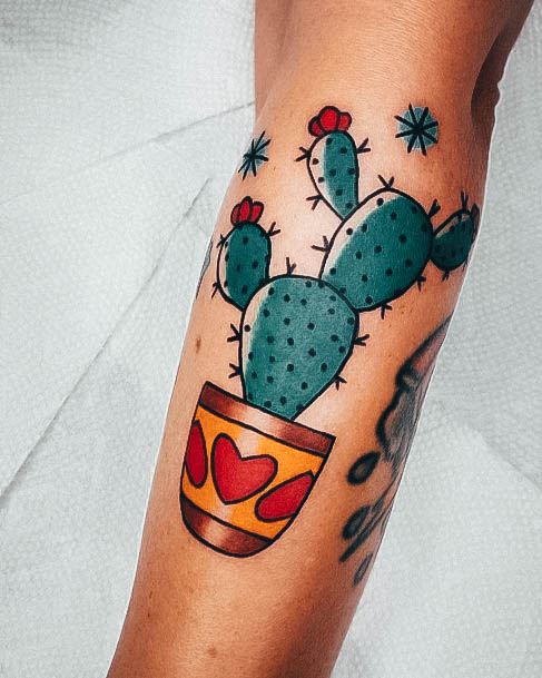 Delightful Tattoo For Women Cactus Designs