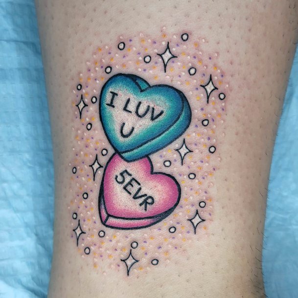 Delightful Tattoo For Women Candy Heart Designs