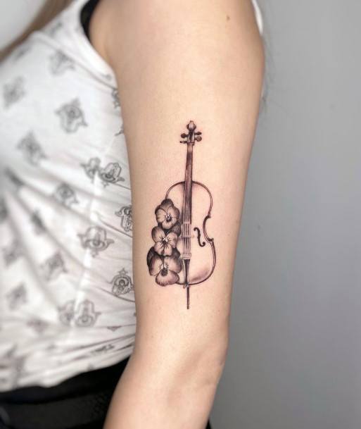 Delightful Tattoo For Women Cello Designs