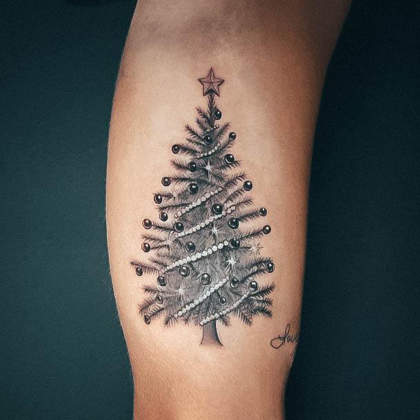 Delightful Tattoo For Women Christmas Tree Designs