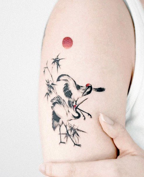 Delightful Tattoo For Women Crane Designs