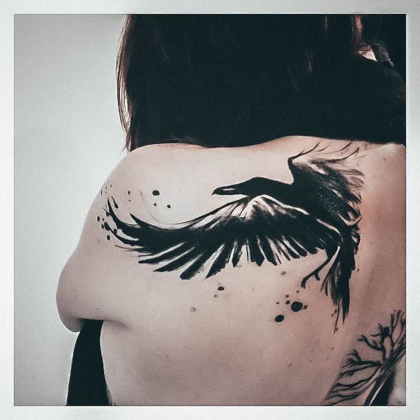 Delightful Tattoo For Women Crow Designs