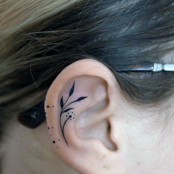 Delightful Tattoo For Women Ear Designs