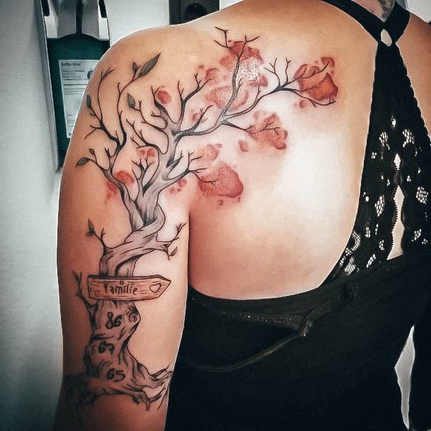 Delightful Tattoo For Women Family Tree Designs