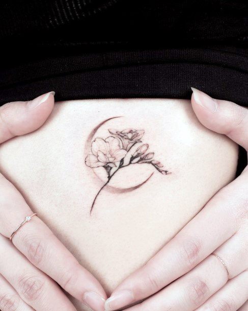 Delightful Tattoo For Women Flower Moon Designs