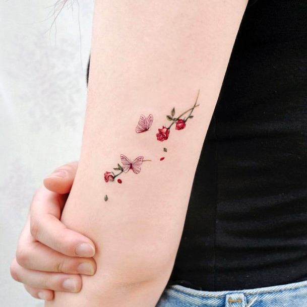 Delightful Tattoo For Women Flower Petal Designs