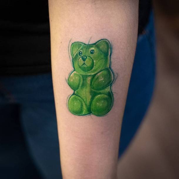 Delightful Tattoo For Women Gummy Bear Designs Green Sketched