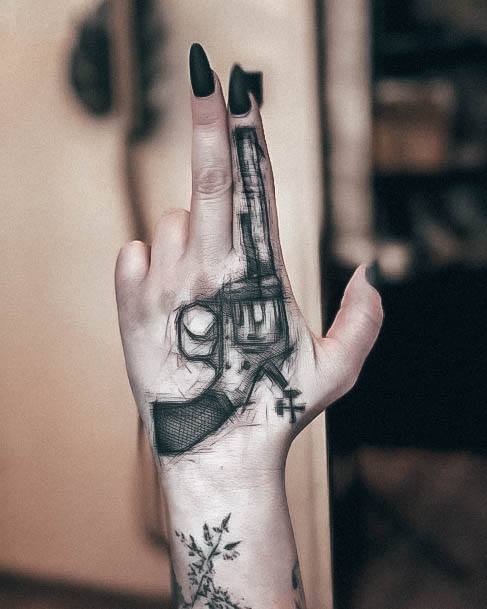 Delightful Tattoo For Women Gun Designs Fingers And Hand