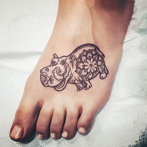 Delightful Tattoo For Women Hippo Designs