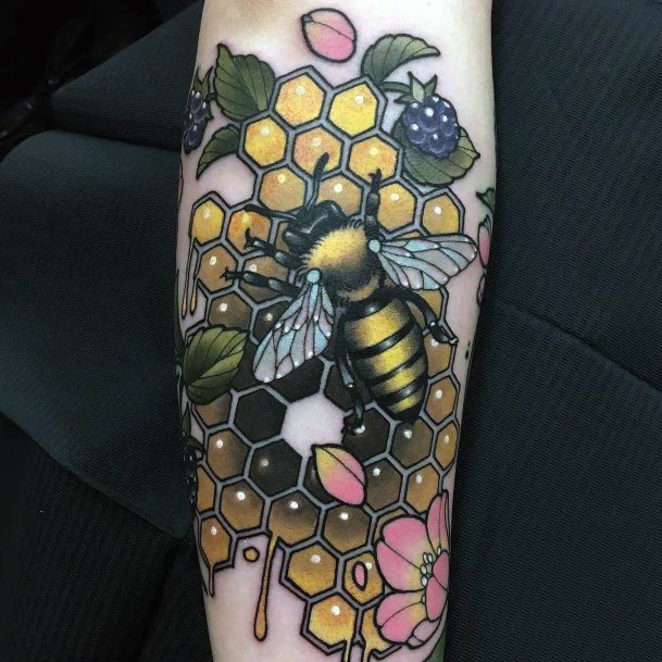 Delightful Tattoo For Women Honeycomb Designs