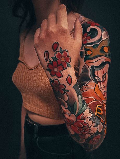 Delightful Tattoo For Women Japanese Designs Flowers