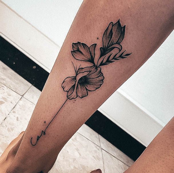 Delightful Tattoo For Women Kids Name Designs Flower Back Of Leg