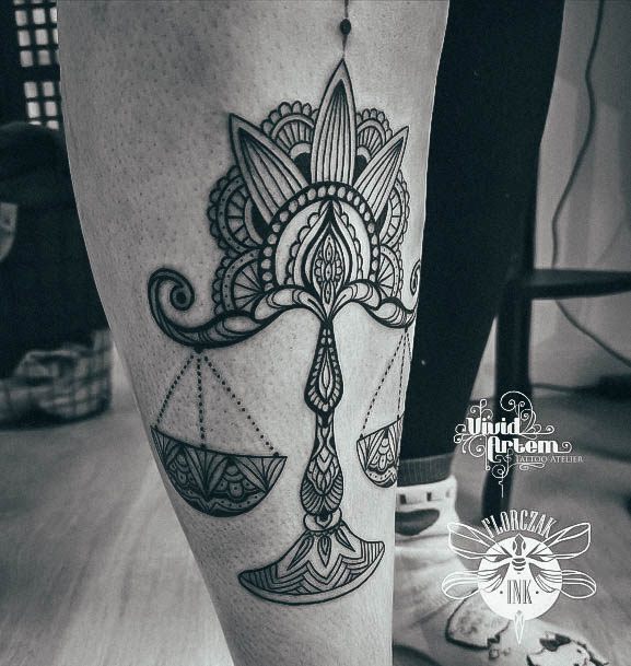 Delightful Tattoo For Women Libra Designs Leg Mandala