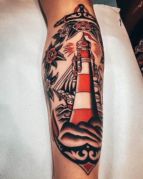 Delightful Tattoo For Women Lighthouse Designs