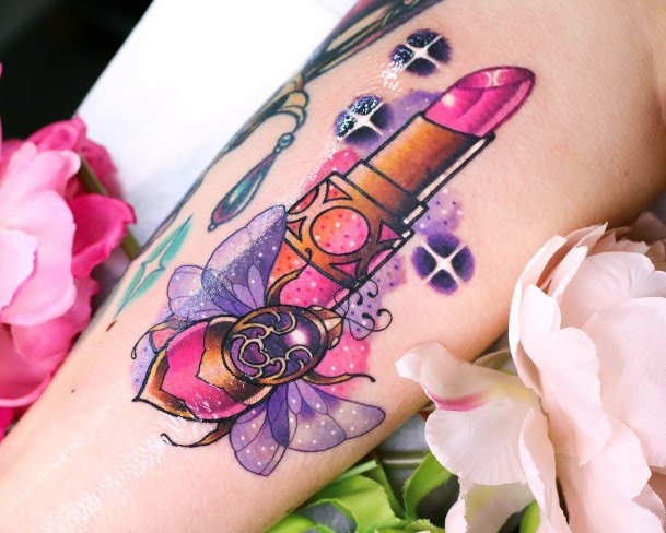 Delightful Tattoo For Women Lipstick Designs