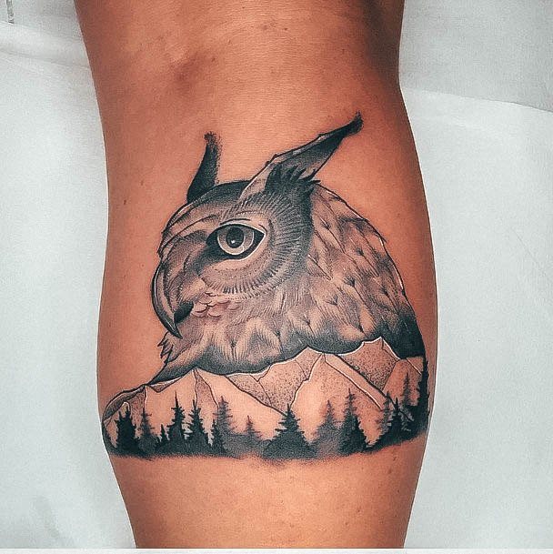 Delightful Tattoo For Women Mountain Designs With Owl