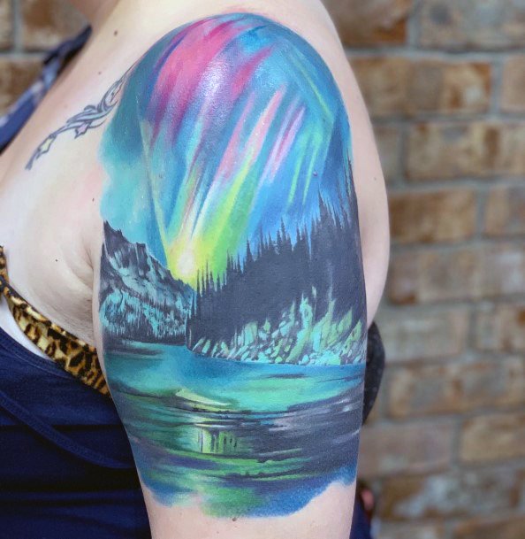 Delightful Tattoo For Women Northern Lights Designs