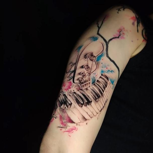 Delightful Tattoo For Women Piano Designs