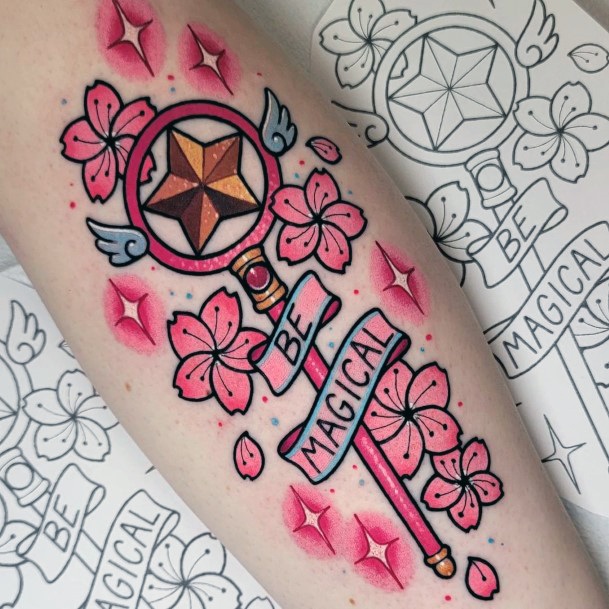Delightful Tattoo For Women Pink Designs