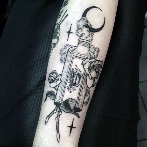 Delightful Tattoo For Women Poison Bottle Designs