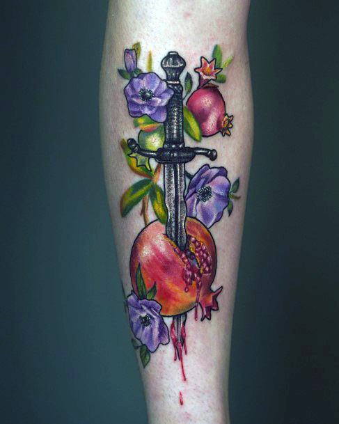 Delightful Tattoo For Women Pomegranate Designs