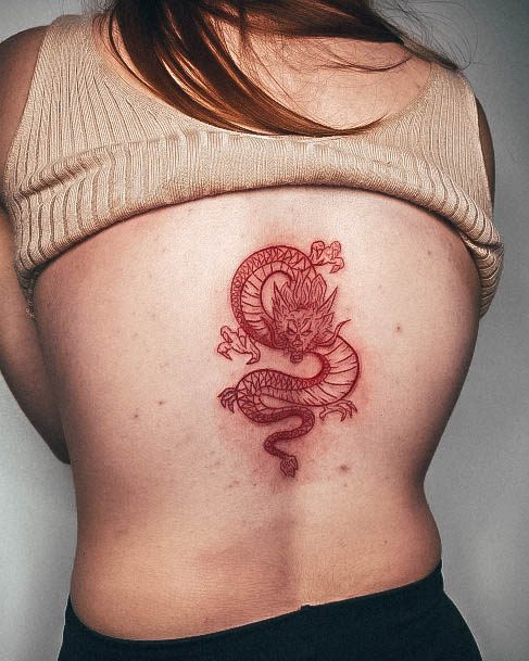 Delightful Tattoo For Women Red Dragon Designs