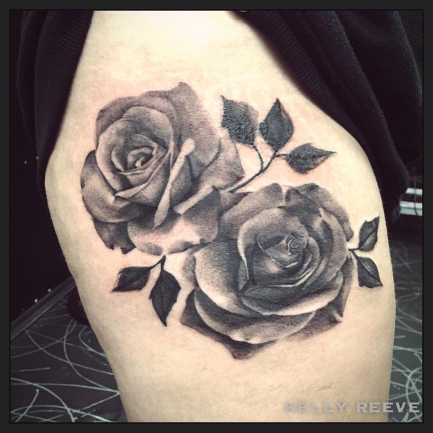 Delightful Tattoo For Women Rose Thigh Designs