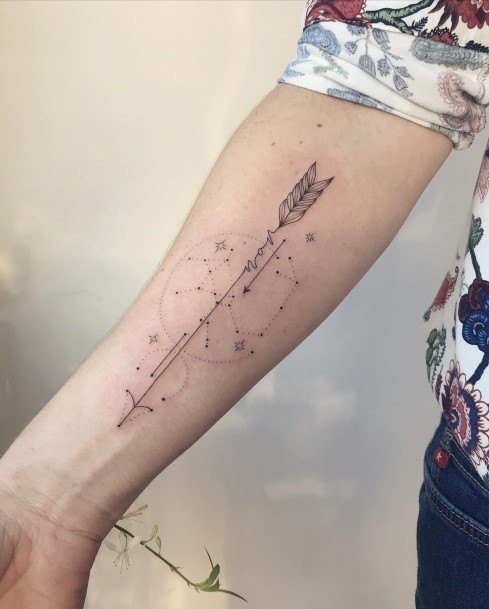 Delightful Tattoo For Women Sagittarius Designs