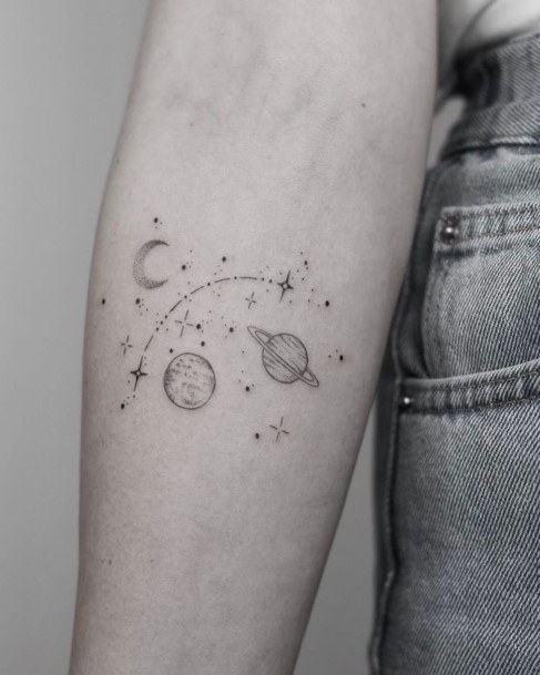 Delightful Tattoo For Women Saturn Designs