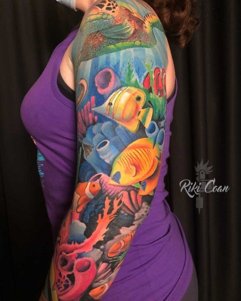 Delightful Tattoo For Women Scuba Diving Designs