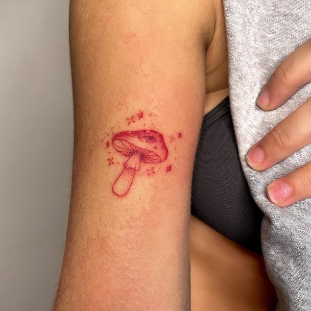 Delightful Tattoo For Women Small Mushroom Designs