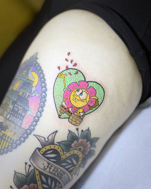 Delightful Tattoo For Women Spongebob Designs