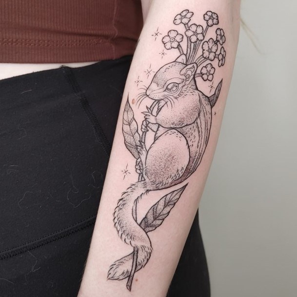 Delightful Tattoo For Women Squirrel Designs