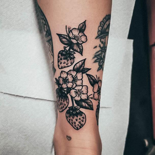 Delightful Tattoo For Women Strawberry Designs