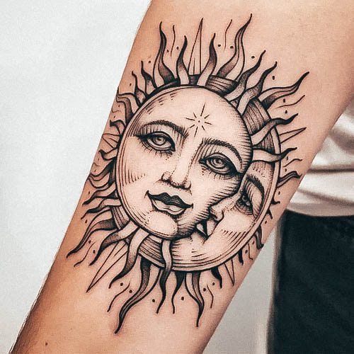 Delightful Tattoo For Women Sun And Moon Designs
