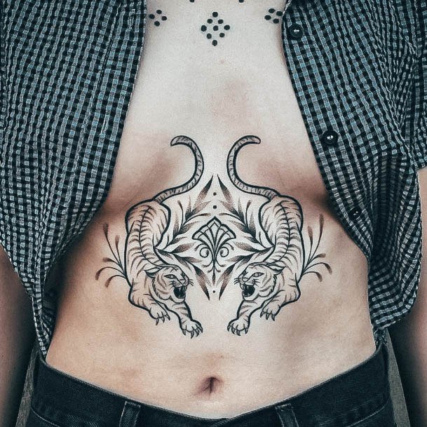 Delightful Tattoo For Women Tiger Designs Ribs