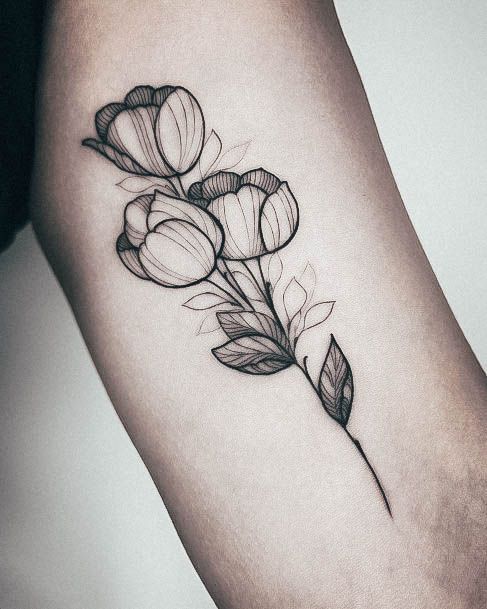 Delightful Tattoo For Women Tulip Designs